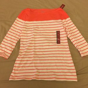 Coral and white striped top